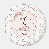 Waterverf Elegante Rozen met Vlinders Magneet (Voorkant)