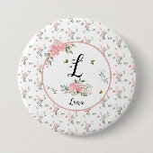 Waterverf Elegante Rozen met Vlinders Ronde Button 7,6 Cm (Voorkant)