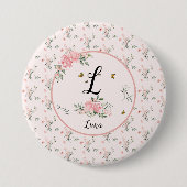 Waterverf Elegante Rozen met Vlinders Ronde Button 7,6 Cm (Voorkant)