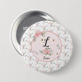 Waterverf Elegante Rozen met Vlinders Ronde Button 7,6 Cm