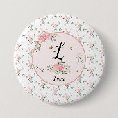 Waterverf Elegante Rozen met Vlinders Ronde Button 7,6 Cm (Voorkant)