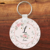 Waterverf Elegante Rozen met Vlinders Sleutelhanger (Voorkant)