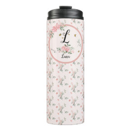 Waterverf Elegante Rozen met Vlinders Thermosbeker