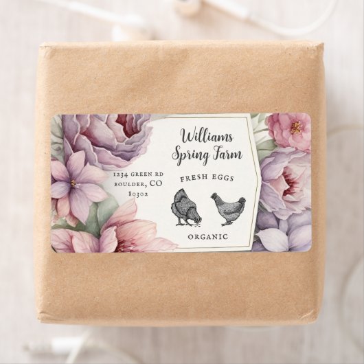 waterverf elegante rustieke bloemeneierdoos etiket (Insitu)