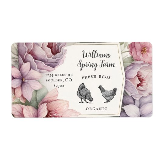 waterverf elegante rustieke bloemeneierdoos etiket (Voorkant)