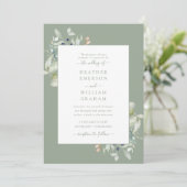 Waterverf Elegante Salie Groene Botanische Bruilof Kaart (Staand voorkant)