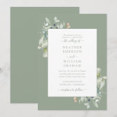 Waterverf Elegante Salie Groene Botanische Bruilof Kaart (Voorkant / Achterkant)