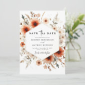 Waterverf Elegante Terracotta bruiloft Save The Date (Staand voorkant)