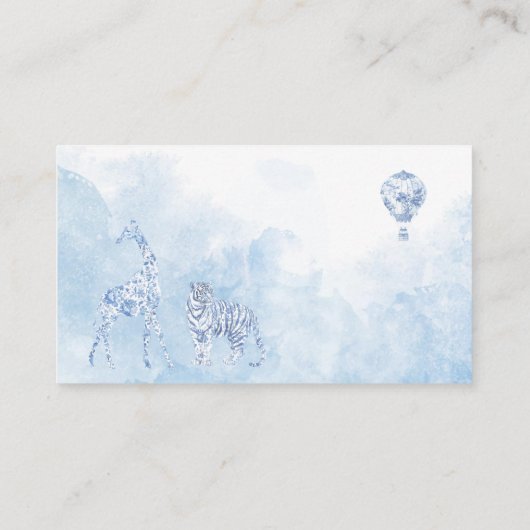 Waterverf Elegante Toile Safari Chinoiserie baby Informatiekaartje (Achterkant)