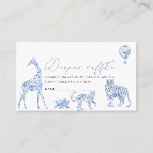 Waterverf Elegante Toile Safari Chinoiserie baby Informatiekaartje (Voorkant)