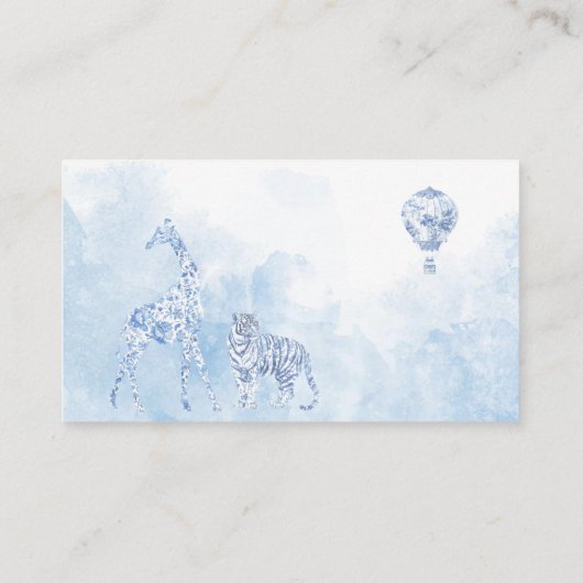 Waterverf Elegante Toile Safari Chinoiserie baby S Informatiekaartje (Achterkant)