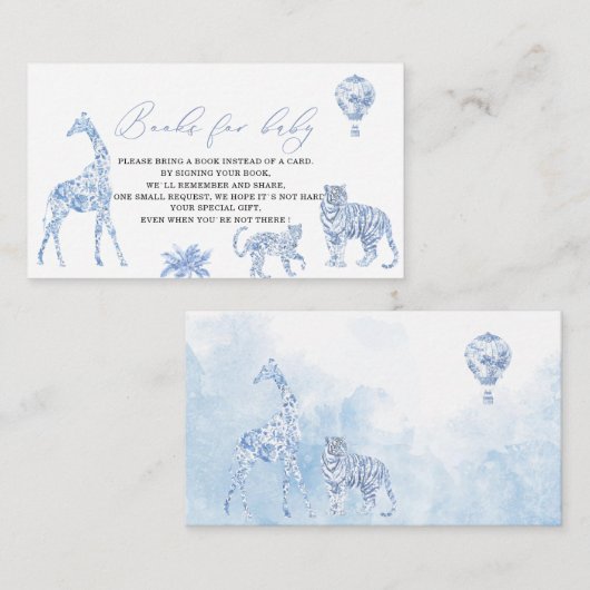 Waterverf Elegante Toile Safari Chinoiserie baby S Informatiekaartje (Voorkant / Achterkant)