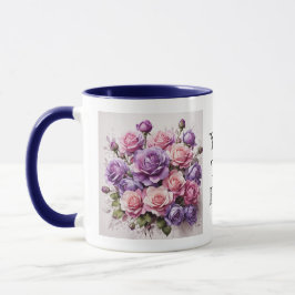 Waterverf Elegante Violet Paarse Rozen Bloem Mok