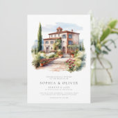 Waterverf Elegante wijngaard bruiloft Kaart (Staand voorkant)