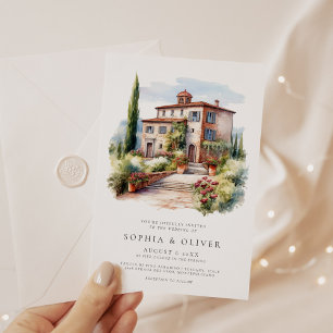 Waterverf Elegante wijngaard bruiloft Kaart