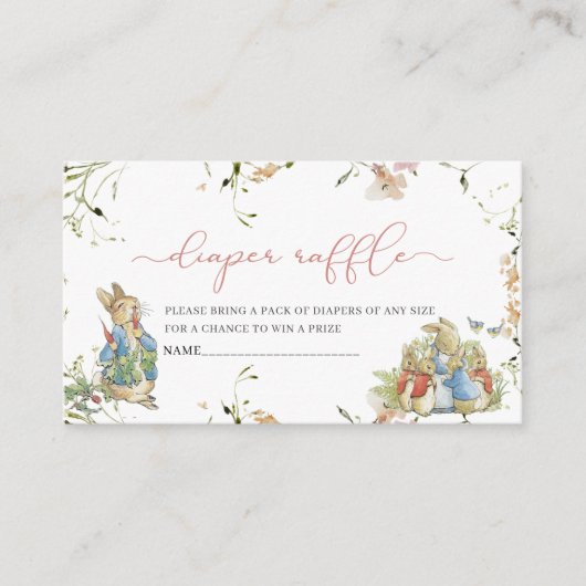 Waterverf Elegante wilde bloem Peter Rabbit baby Informatiekaartje (Voorkant)