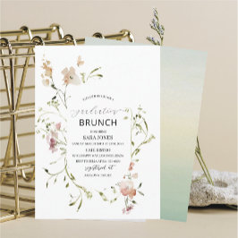 Waterverf Elegante Wildflower graduatioUitnodiging Kaart