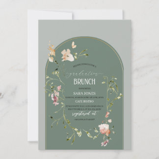 Waterverf Elegante Wildflower graduatioUitnodiging Kaart