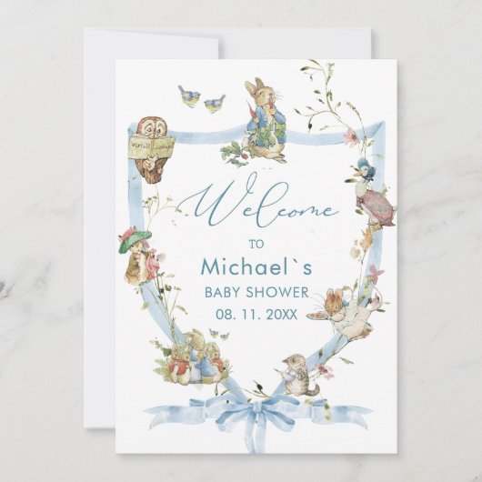 Waterverf Elegante Wildflower Peter Rabbit baby s Kaart (Voorkant)