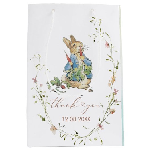 Waterverf Elegante Wildflower Peter Rabbit baby s Medium Cadeauzakje (Voorkant)