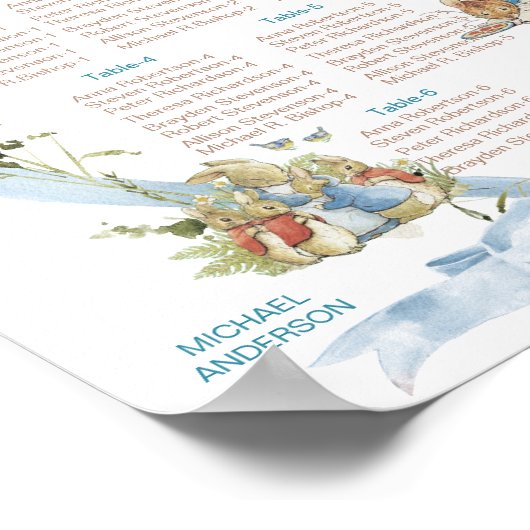 Waterverf Elegante Wildflower Peter Rabbit baby sh Poster (Hoek)