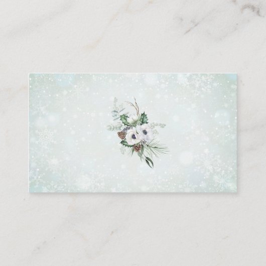 Waterverf Elegante Winter Anemonen bloemen bruids Informatiekaartje (Achterkant)