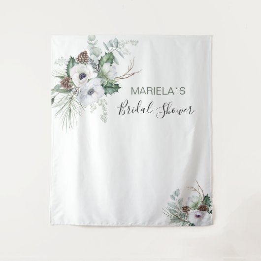 Waterverf Elegante Winter Anemonen bloemen bruids Wandkleed (Voorkant)