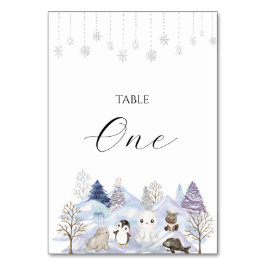 Waterverf Elegante Winter Arctic Animals Table Num Kaart