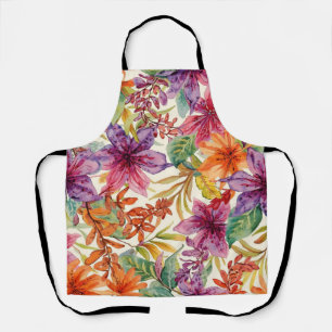 Waterverf Elegante Zomerbloemen Helder Kleuren Schort