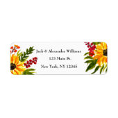 Waterverf Elegante Zonnebloem Rustieke Herfst Eenv Etiket (Voorkant)