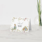 Waterverf Elegat Widflower Peter Rabbit Baby Show Bedankkaart (Voorkant)