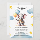 Waterverf Elephant Baby Boy Shower Kaart (Voorkant)