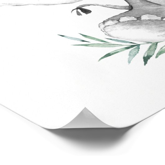 Waterverf Elephant Baby shower Banner Poster (Hoek)