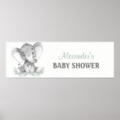 Waterverf Elephant Baby shower Banner Poster (Voorkant)