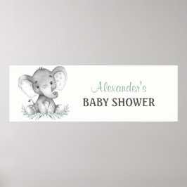 Waterverf Elephant Baby shower Banner Poster