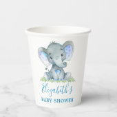 Waterverf Elephant Baby shower Blue Papieren Bekers (Voorkant)