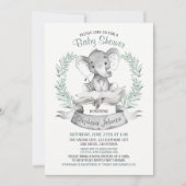 Waterverf Elephant Baby shower Book Kaart (Voorkant)