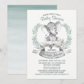 Waterverf Elephant Baby shower Book Kaart (Voorkant / Achterkant)