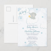 Waterverf Elephant Baby shower Briefkaart (Voorkant / Achterkant)