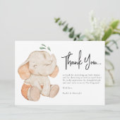 Waterverf Elephant Baby shower Hartelijk dank Bedankkaart (Staand voorkant)