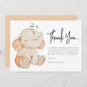 Waterverf Elephant Baby shower Hartelijk dank Bedankkaart
