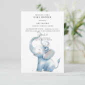Waterverf Elephant Baby shower Kaart (Staand voorkant)