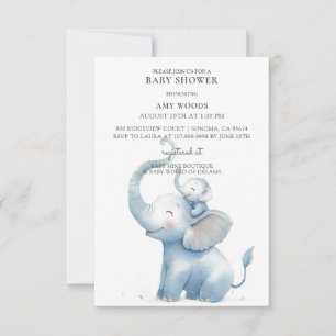 Waterverf Elephant Baby shower Kaart