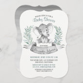 Waterverf Elephant Baby shower Kaart (Voorkant / Achterkant)