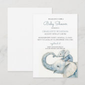 Waterverf Elephant Baby shower Kaart (Voorkant / Achterkant)