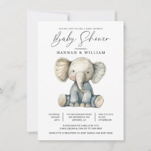 Waterverf Elephant Baby shower Kaart