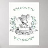 Waterverf Elephant Baby shower Poster (Voorkant)