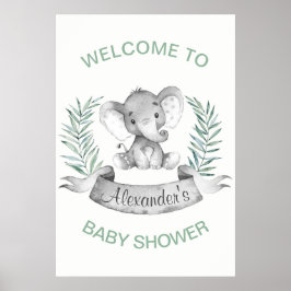 Waterverf Elephant Baby shower Poster