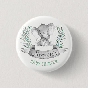 Waterverf Elephant Baby shower Ronde Button 3,2 Cm