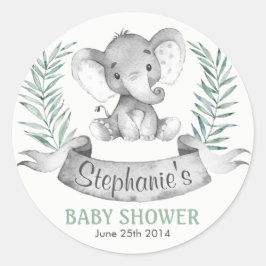 Waterverf Elephant Baby shower Ronde Sticker